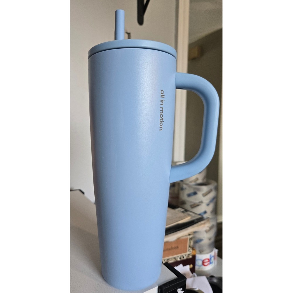 All in Motion Light Blue Matte Insulated Stainless Steel 40oz Tumbler with Straw